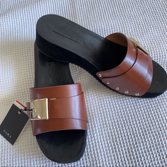 Zara Slip On Platform Wedges Reddish Brown Size US 7.5 EUR 38 - Picture 8 of 8